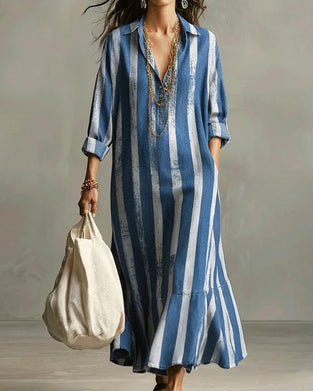 Robe Loose Rayures Verticales Longue