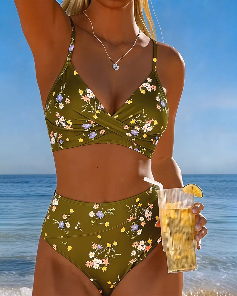 Bikini Sexy Entrecroisé Imprimé Floral