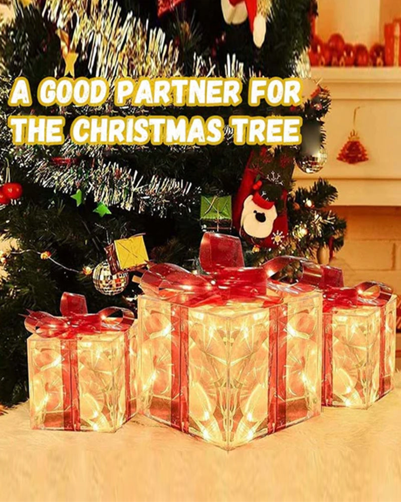 Décorations De Noël Sous Forme De Boîtes Cadeaux Lumineuses