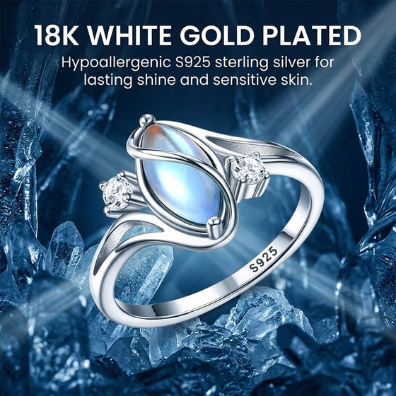 Bague géométrique en pierre de lune ovale