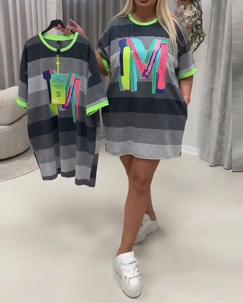 Robe Arc-en-Ciel Rayé Lettre