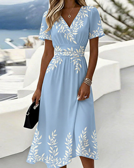 Robe Col V Imprimé Cintré Ligne A