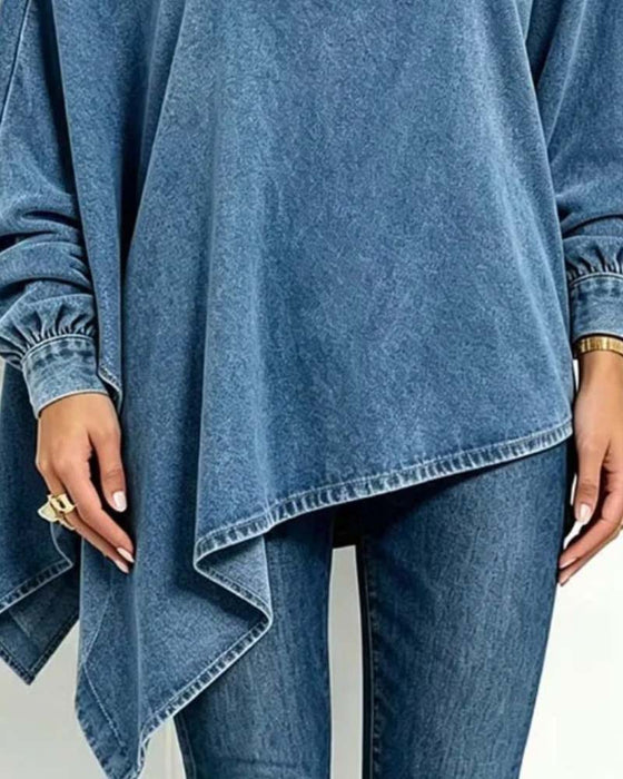 Blouse Off-Épaule Irrégulière Décontractée