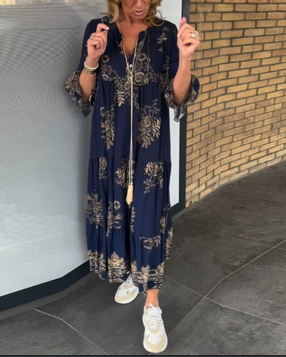 Robe Vintage ample à col en V