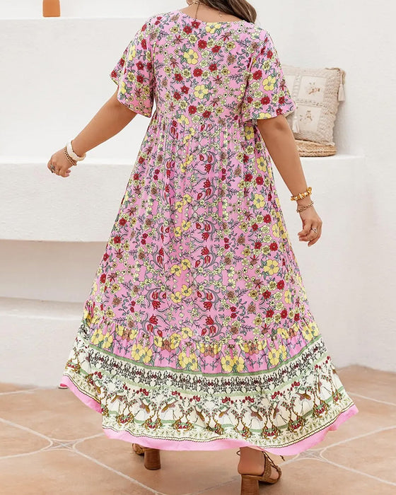 Robe Florale Patchwork Ethnique