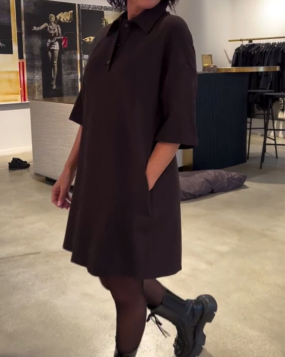 Robe Revers Manche Courte Chemise