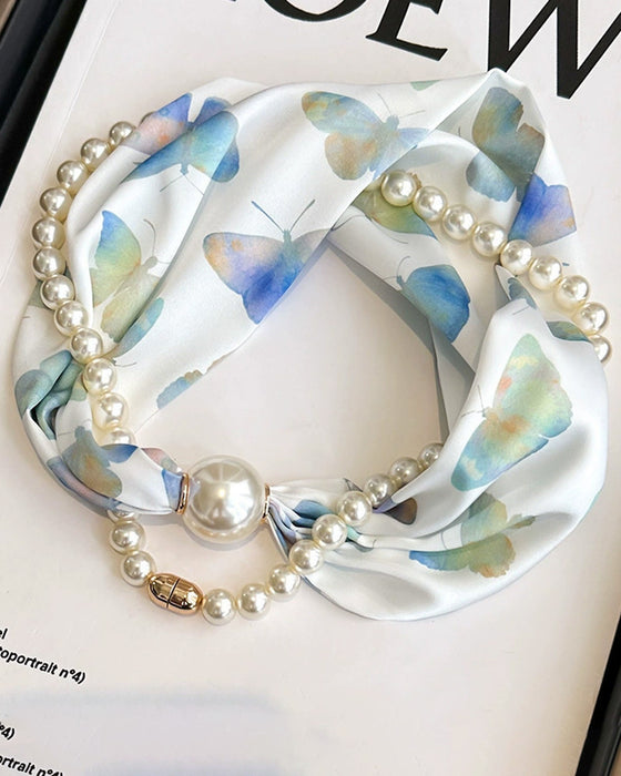 Collier Long Orné De Perles Soie