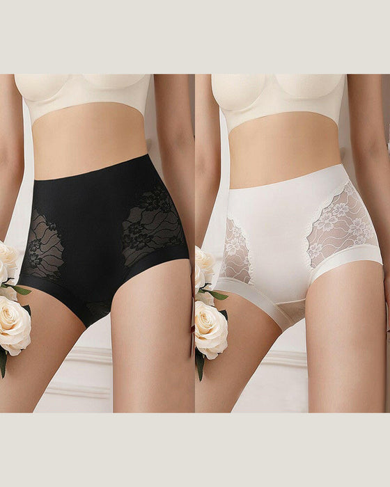 Sous-Vêtements Femme Taille Haute Dentelle Sans Couture Extensible Soyeux