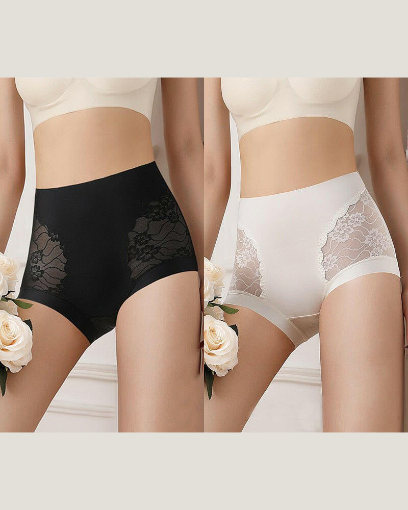 Sous-Vêtements Femme Taille Haute Dentelle Sans Couture Extensible Soyeux