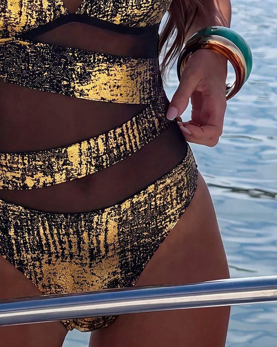 Une Pièce Bloc De Couleur Halter Design