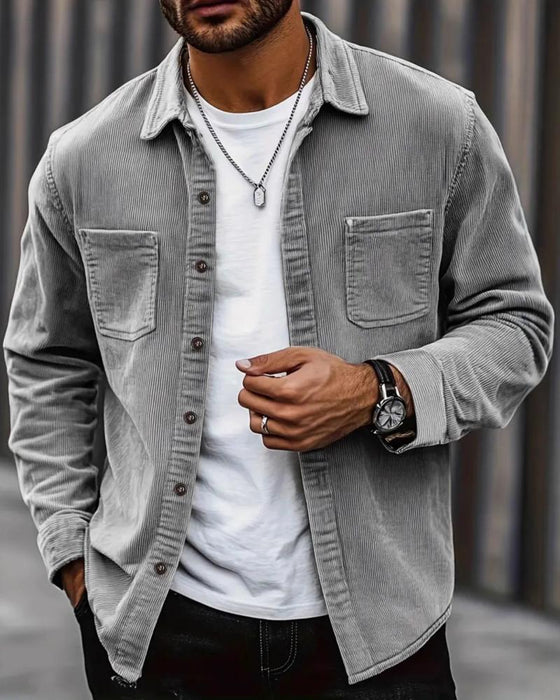 👔 Veste Chemise Décontractée En Velours Côtelé Pour Homme – Texture Classique Rencontre Confort Quotidien