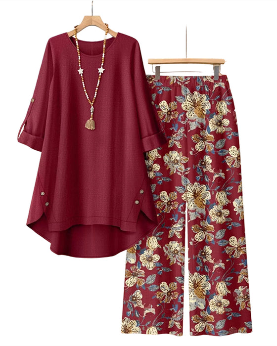 Set Col Rond Irrégulier Floral Bouton