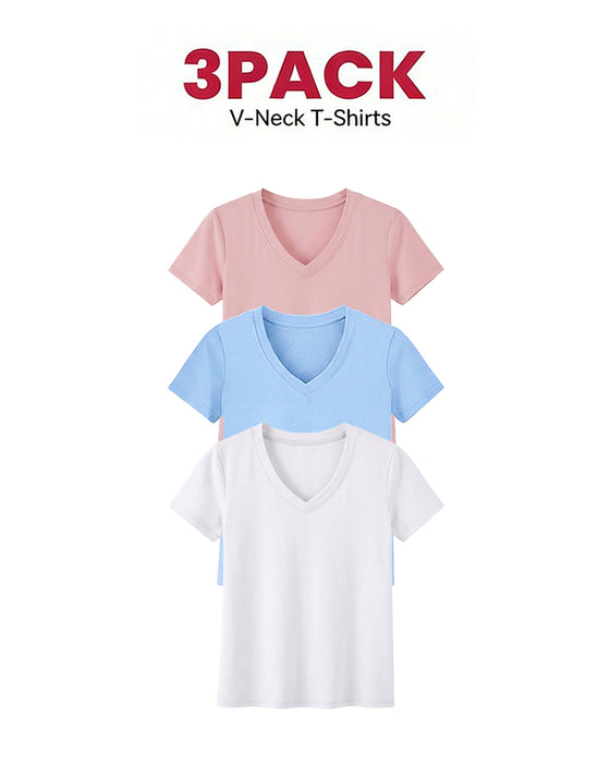 Lot De 1/3 Tees Basiques Confortables Pour Femmes