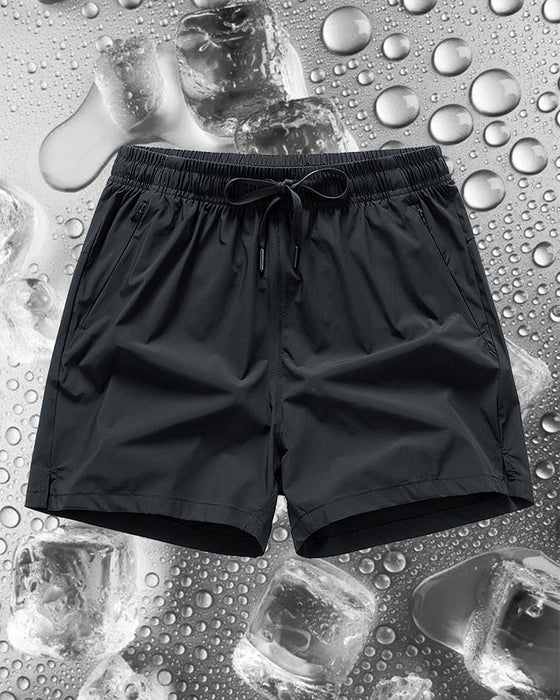 Shorts Hommes Taille Élastique Poche Séchage Rapide Ice-Soie Sport