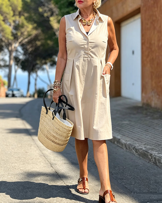 Robe Col Chemise Uni
