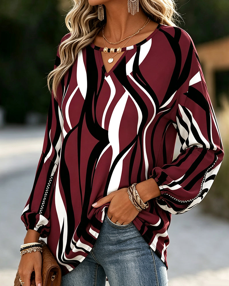 Blouse Col V Ligne Manche Bouffante