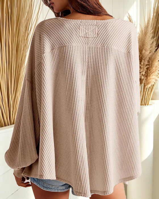 Blouse Col En V Épaule Tombante Décontractée