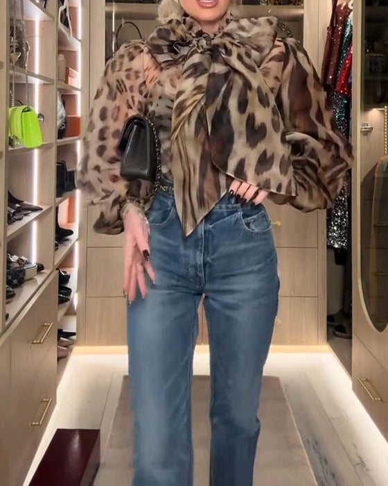 Chemisier Imprimé Léopard Mode Ruban