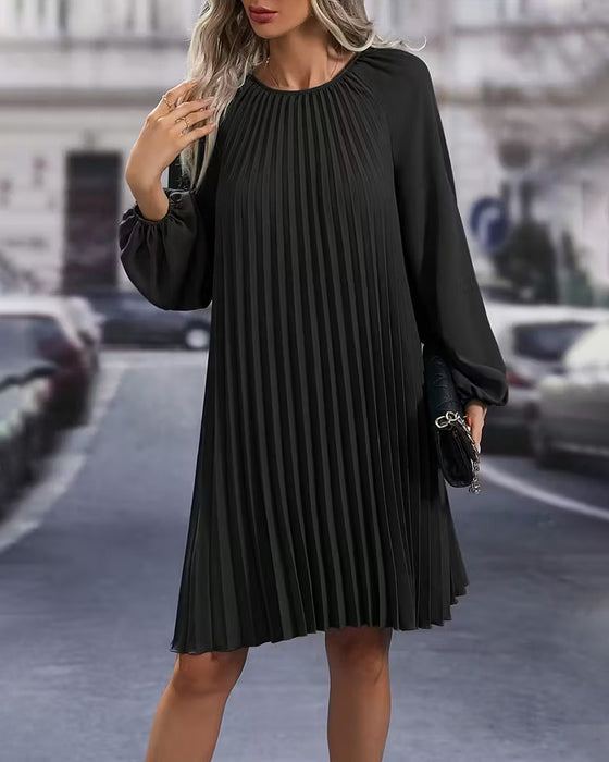 Robe Mode Couleur Unie Plissée