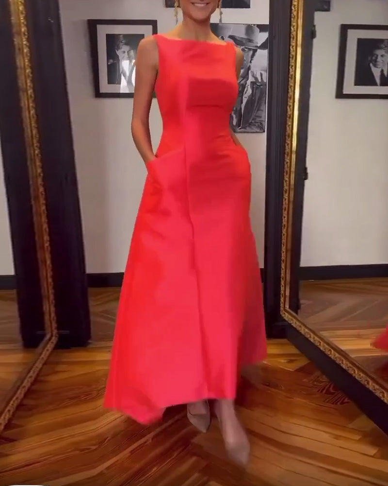 Robe élégante Sans Manches Pour Femme - Taille 46 - Multicolore En Damas - Occasion Très Bon état