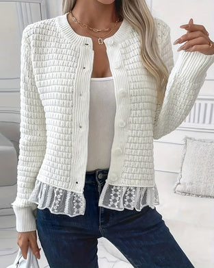 Manteau Manches Longues Pull À Panneaux De Dentelle