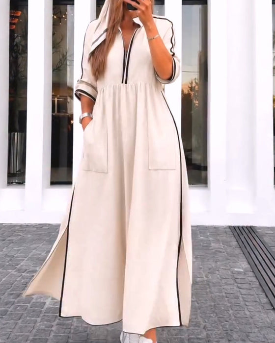 Robe Revers Poche Fente