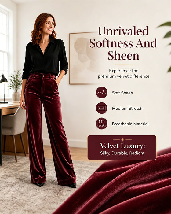Pantalon Uni Velours Poche Long