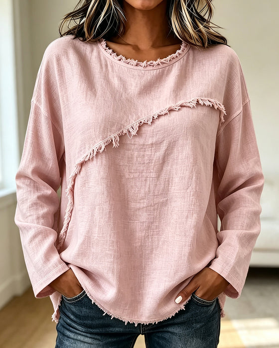 Blouse Col Rond Unie Irrégulière