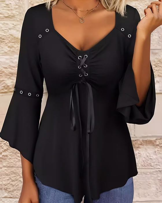Blouse Uni Bretelles Croisées