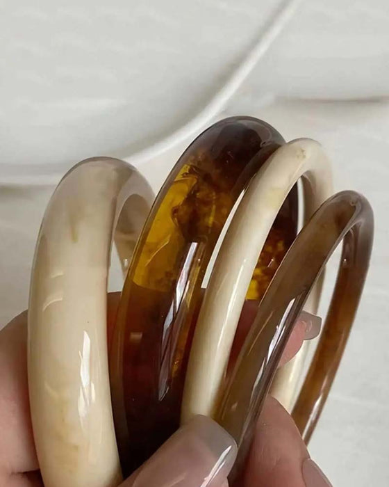 Set De Bracelets Vintage En Résine Ambre Acrylique