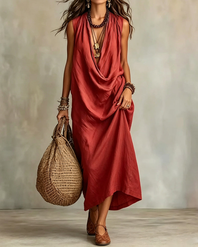 Robe Sans Manches Col V Mode