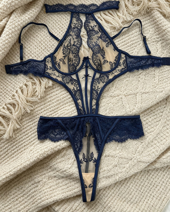 Lingerie Sheer Halter Bodysuit