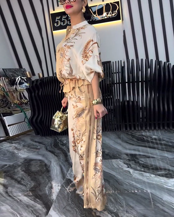 Costume à Pantalon Large Tempérament Col Montant Fermeture Éclair