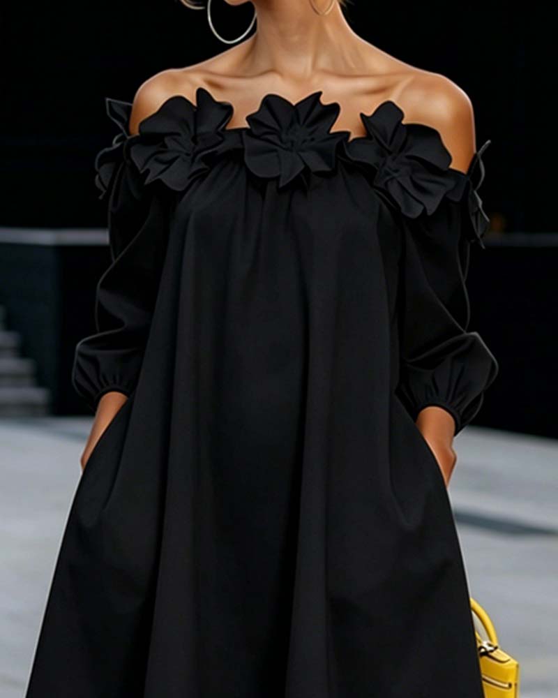 Robe Off-Shoulder Floral Accent