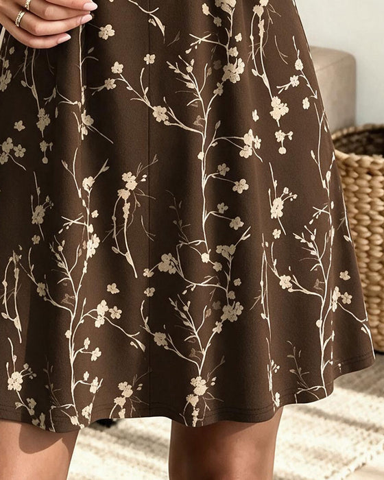 Robe Col En V Froncée Imprimé Coupe A