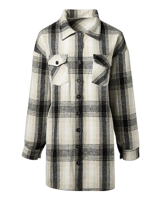 Chemise décontractée à imprimé écossais avec poche