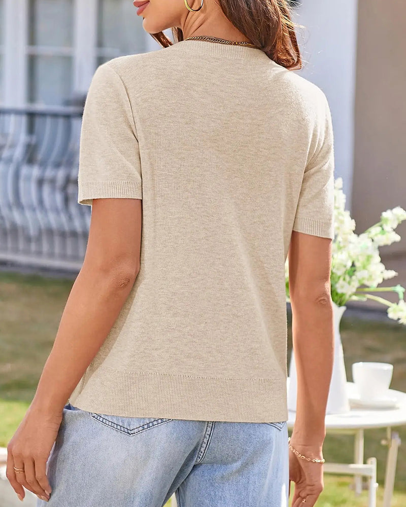 Cardigan Manche Courte Col V