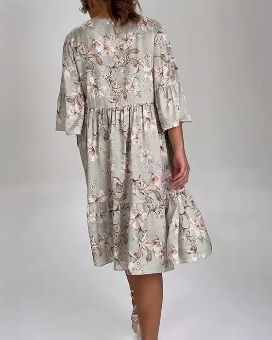Robe à imprimé floral et manches cloche