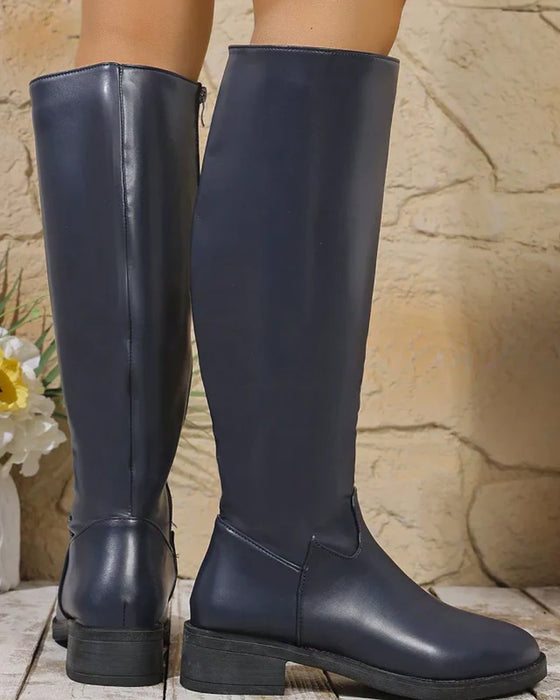 Bottes Mi-Mollet Femme À La Mode Avec Fermeture Éclair Latérale