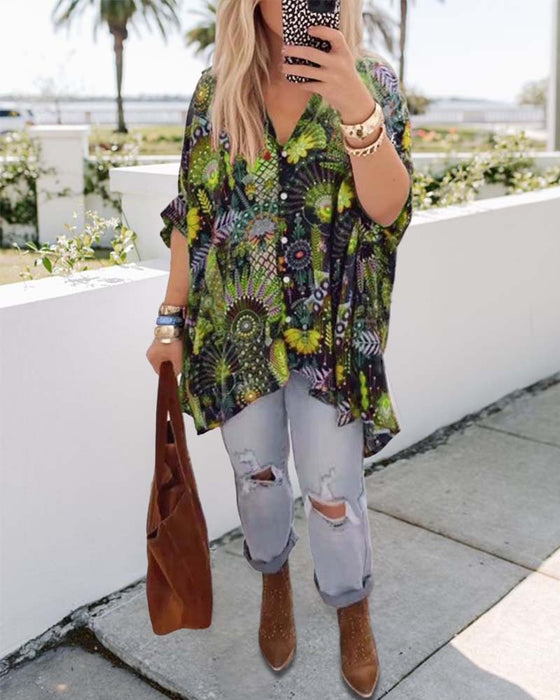 Chemisier Ample À Imprimé Tendance