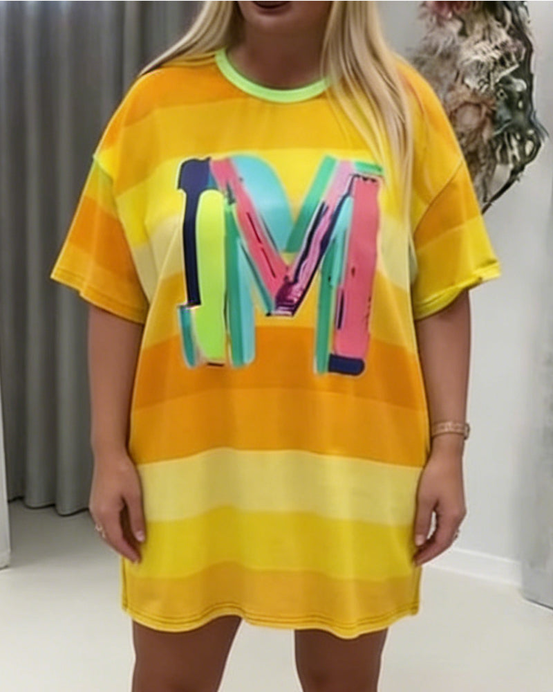 Robe Arc-en-Ciel Rayé Lettre