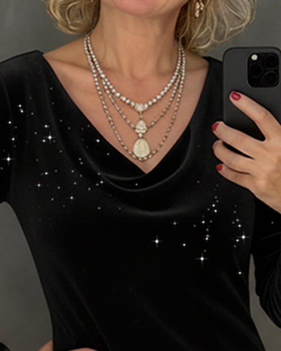 Robe À Fini Scintillant Et Coupe Droite