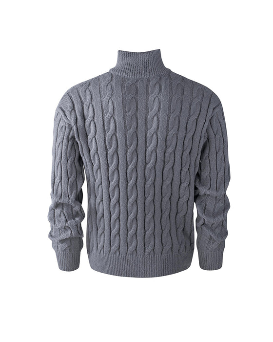 Pull Homme Unie Tressé Fermeture Éclair