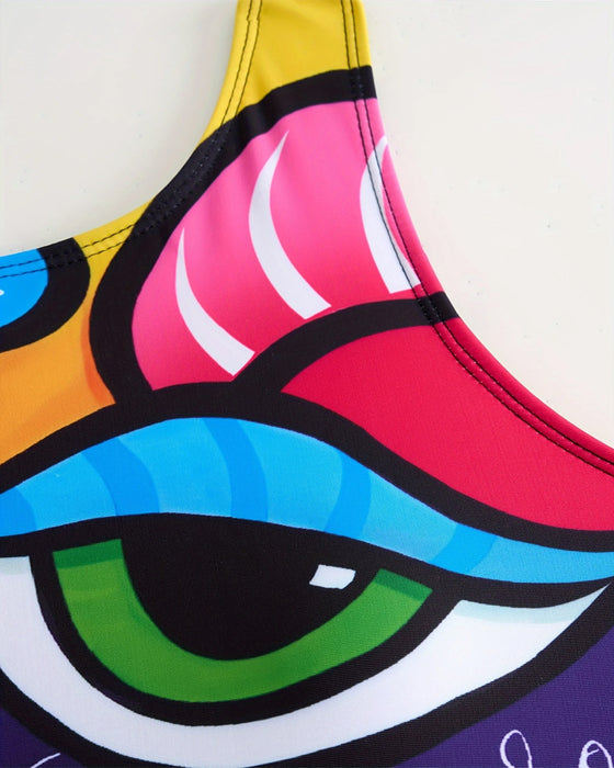 Maillot De Bain Sans Manches Imprimé Une-Pièce