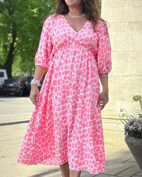 Robe Femme Col V Imprimé