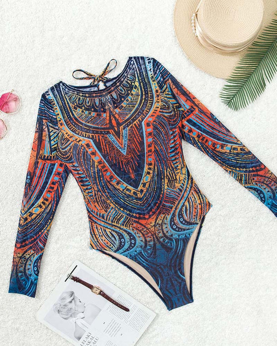 Maillot De Bain Une Pièce Manches Longues De Protection Solaire