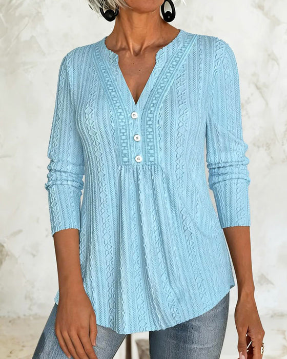 Blouse Unie Bouton Décontractée