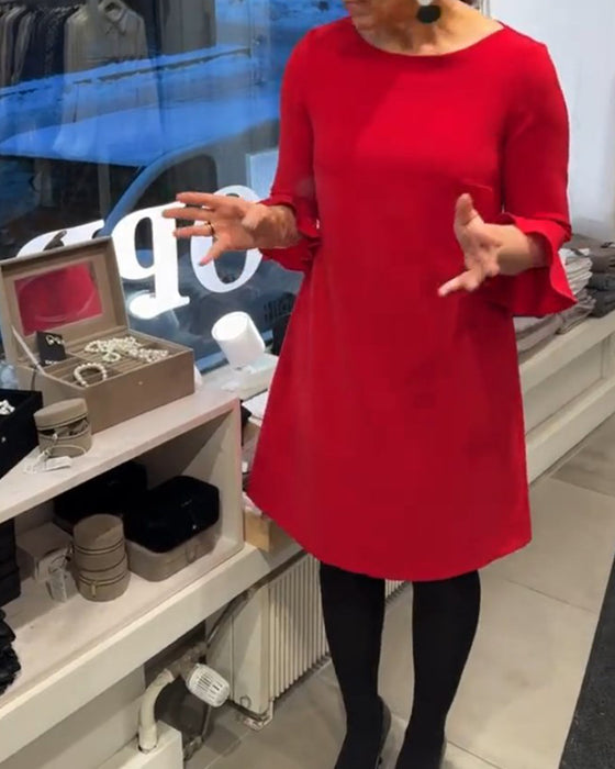 Robe de couleur unie à manches cloche