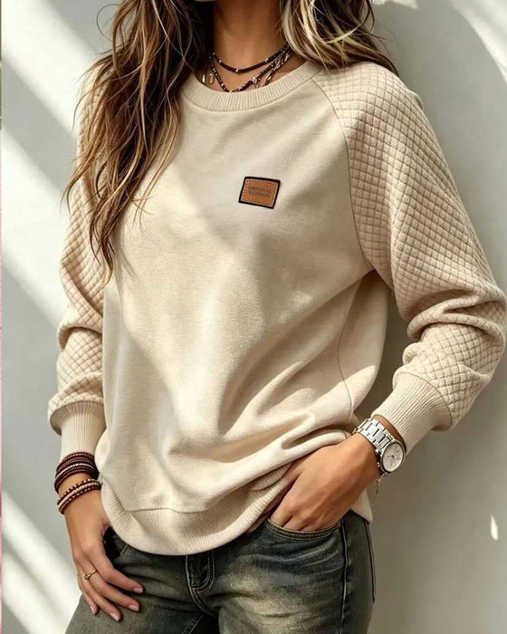 Sweatshirt Col Rond Argyle Manche Raglan Pullover