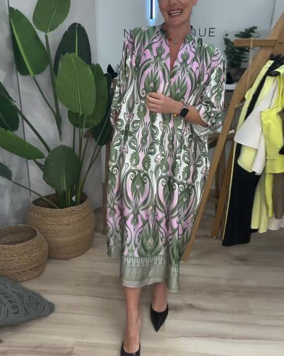 Robe À Manches Bouffantes Paisley